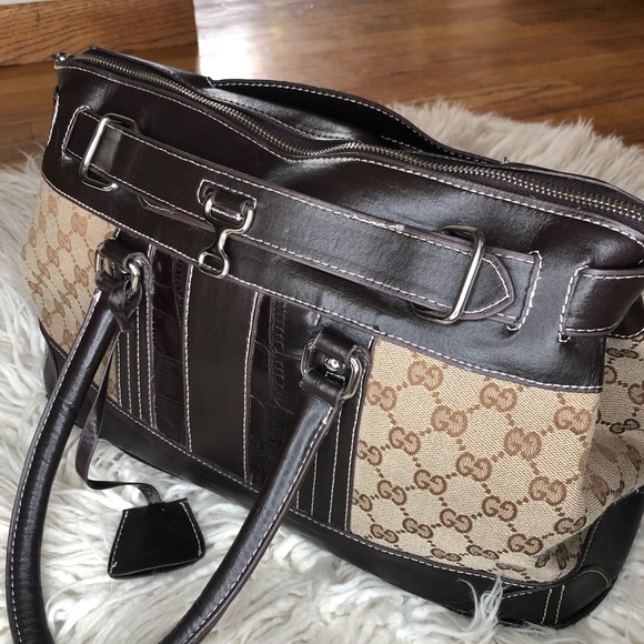 Vintage Gucci Crocodile & Leather Secret Web Tote - Picture 3 of 11